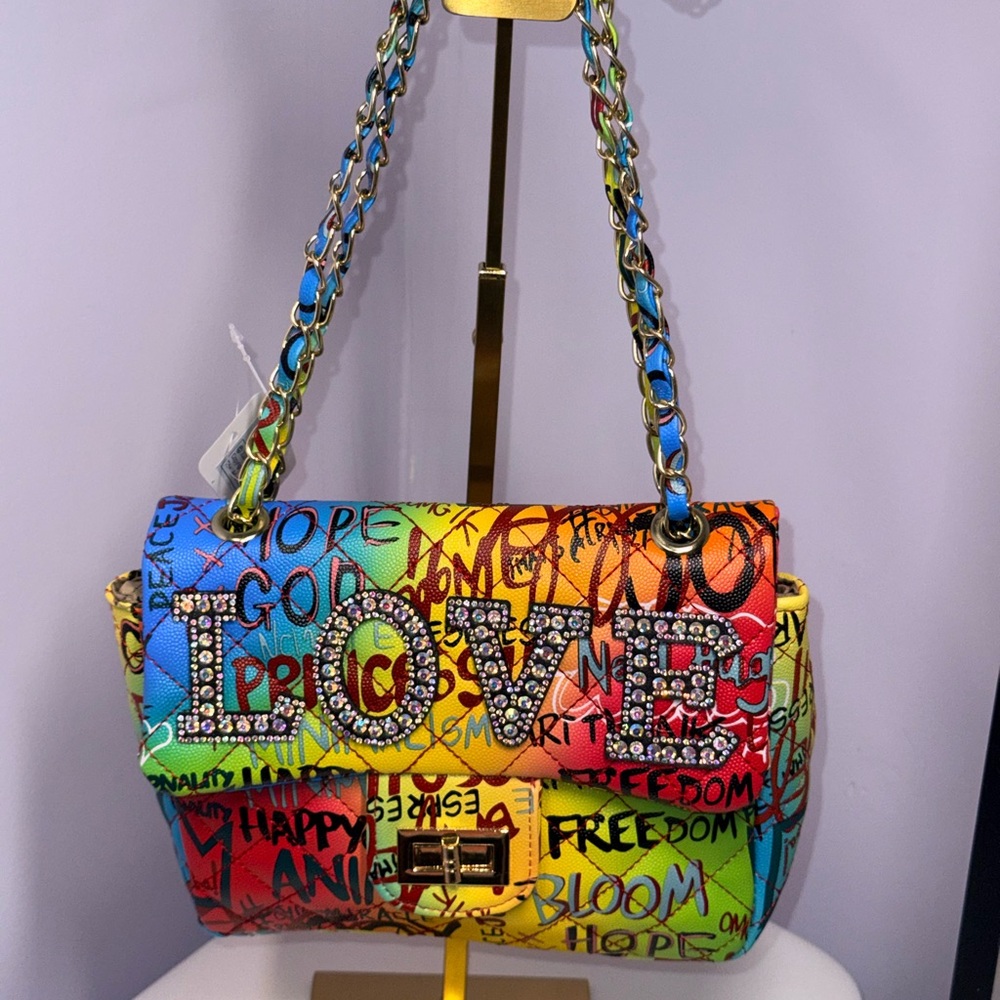 💙Buyers choice! 💚Colorful Graffiti Love Handbag❤️ - Picture 3 of 5